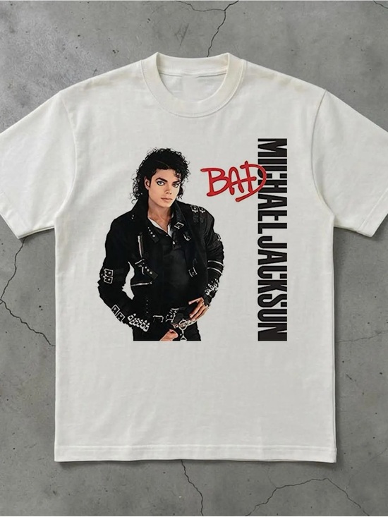 Gildan Tops - Micheal Jackson Bad Era Shirt, Pop Graphic Band T-Shirt with Black